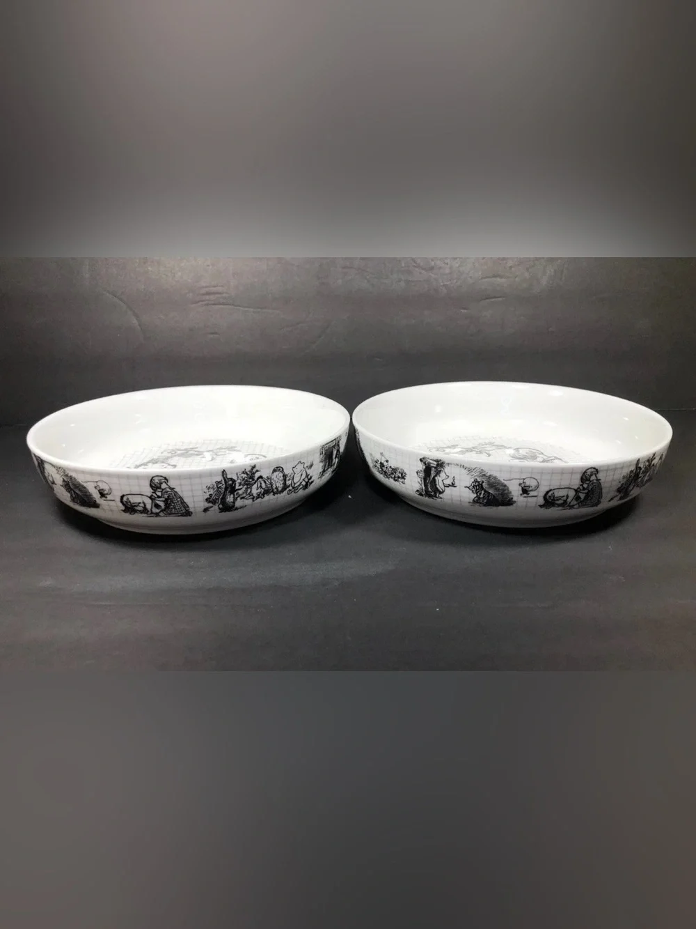 Disney Winnie The Pooh Sketchbook Dinner Bowls 8.5 Inches Set of 2 NEW NWT